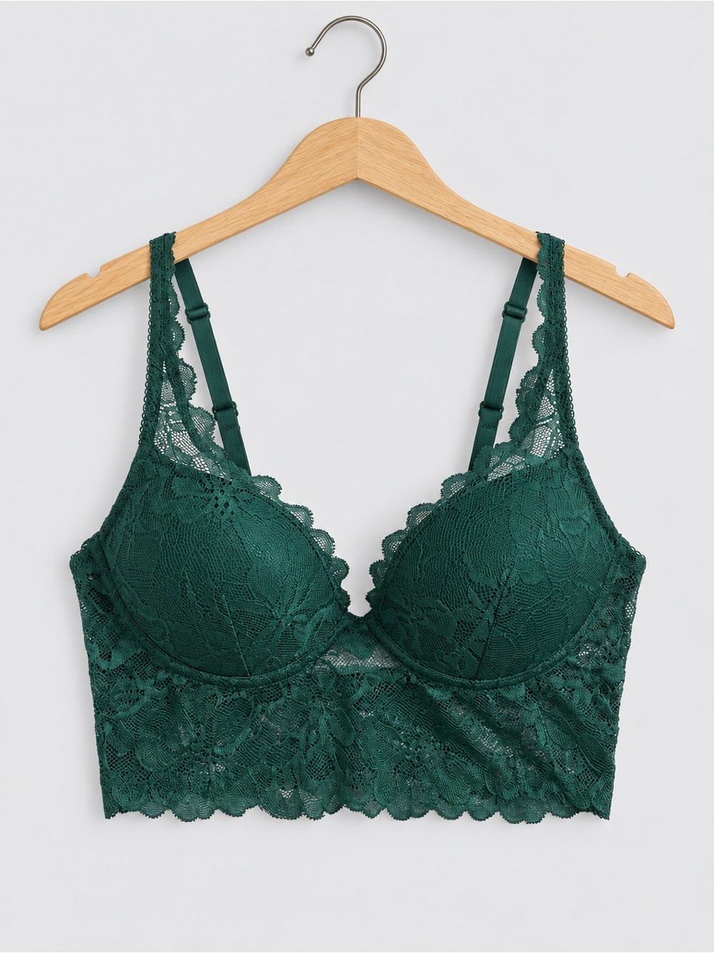 🍒3/33$ refuge Forest Green Lace Longline Bralette